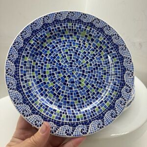 Pier 1 Summerlin Plates Mediterranean Mosiac Blue Green 7 ⅝" Set of 3